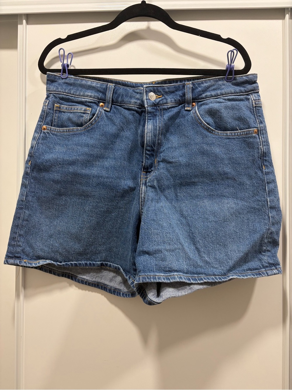 H&M High-Waist Blue Denim Shorts